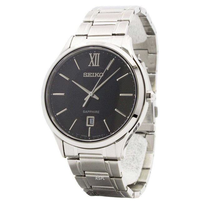 Seiko Quartz Sapphire Glass Black Dial SGEH53P1 SGEH53P Mens Watch