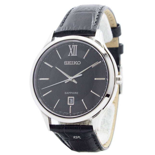 Seiko Quartz Sapphire Glass Black Dial SGEH53P2 Mens Watch