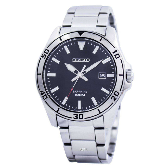 Seiko Quartz Sapphire Glass Black Dial SGEH63 SGEH63P1 SGEH63P Men's Watch