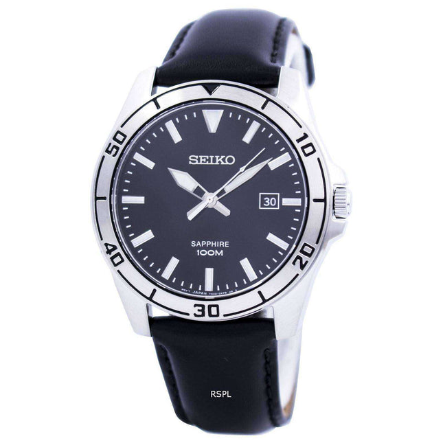 Seiko Quartz Sapphire Glass Black Dial SGEH65 SGEH65P1 SGEH65P Men's Watch