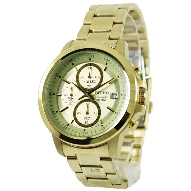 Seiko Chronograph Quartz Gold Tone Dial SKS450P1 SKS450P SKS450 Mens Watch