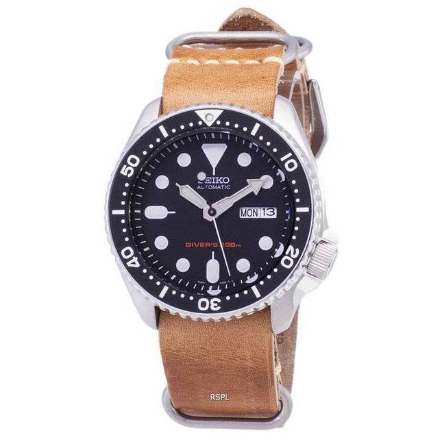 Seiko Automatic SKX007K1-LS18 Diver's 200M Brown Leather Strap Men's Watch