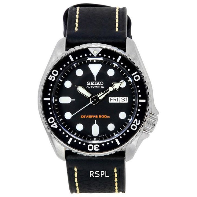 Seiko Automatic Diver's Ratio Black Leather SKX007K1-LS2 200M Men's Watch