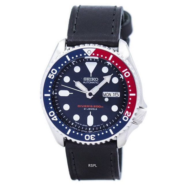Seiko Automatic Diver's Ratio Black Leather SKX009J1-LS8 200M Men's Watch