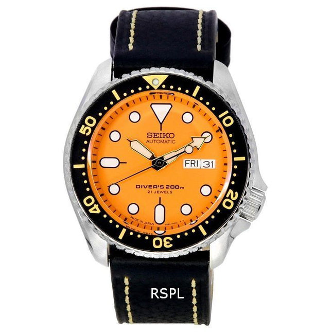 Seiko Automatic Diver's Ratio Black Leather SKX011J1-LS2 200M Men's Watch