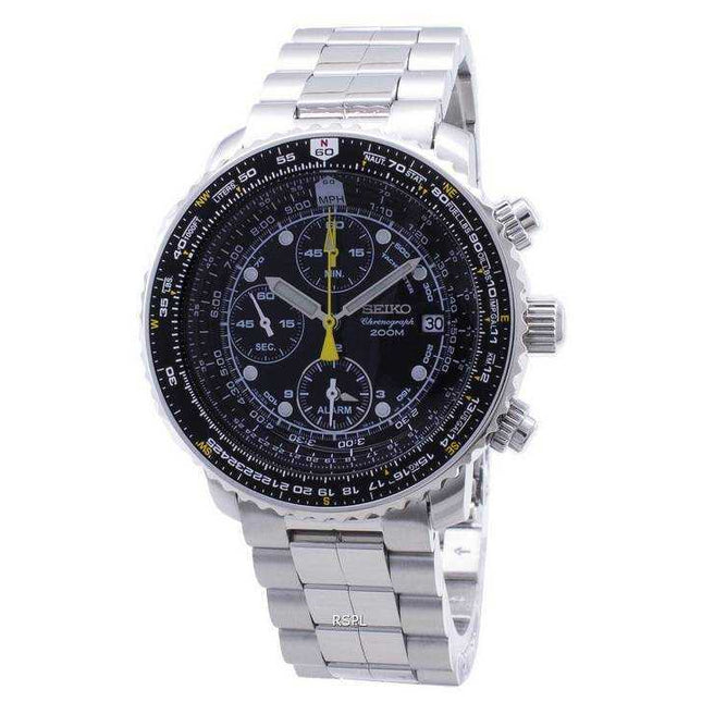 Refurbished Seiko Flightmaster SNA411 SNA411P1 SNA411P Pilot's Flight Alarm Chronograph Men's Watch