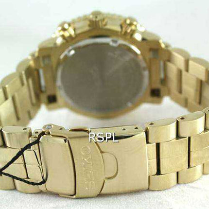 Seiko Alarm Chronograph Pilots Flightmaster Gold Plated SNA414P1 Watch
