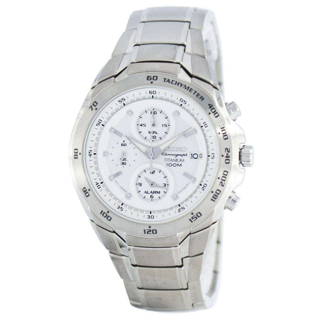 Seiko Titanium Chronograph Quartz Alarm Tachymeter SNAB87 SNAB87P1 SNAB87P Men's Watch