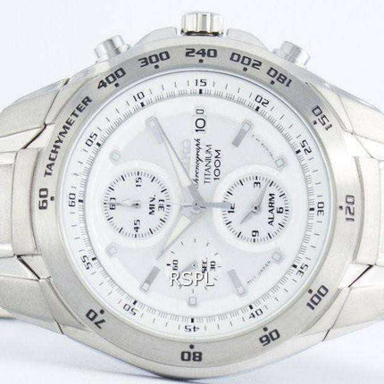 Seiko Titanium Chronograph Quartz Alarm Tachymeter SNAB87 SNAB87P1 SNAB87P Men's Watch