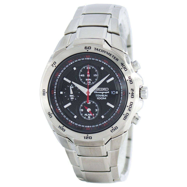 Seiko Titanium Chronograph Quartz Alarm Tachymeter SNAB89 SNAB89P1 SNAB89P Men's Watch
