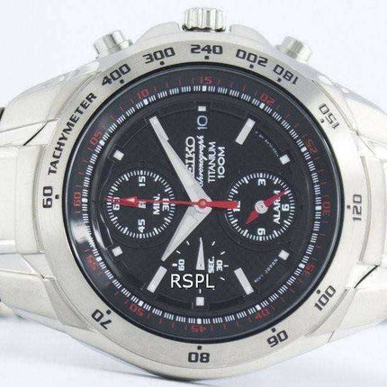 Seiko Titanium Chronograph Quartz Alarm Tachymeter SNAB89 SNAB89P1 SNAB89P Men's Watch