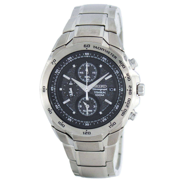 Seiko Titanium Chronograph Quartz Alarm Tachymeter SNAB91 SNAB91P1 SNAB91P Men's Watch