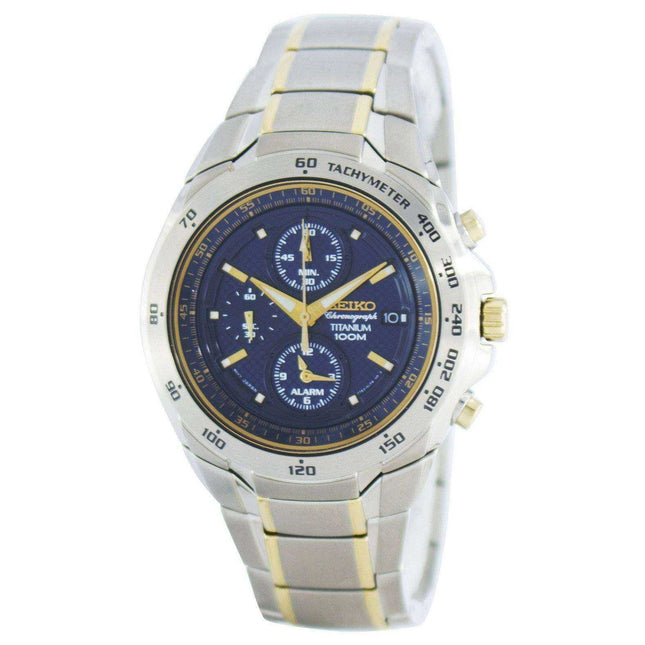 Seiko Titanium Chronograph Quartz Alarm Tachymeter SNAB93 SNAB93P1 SNAB93P Men's Watch