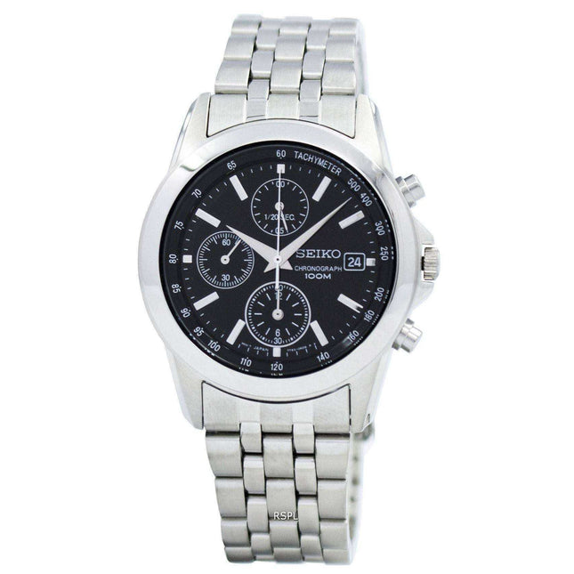 Seiko Sports Chronograph Black Dial SNDC09 SNDC09P1 SNDC09P Men's Watch