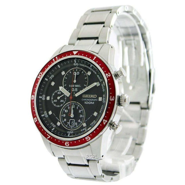 Seiko Chronograph Red Bezel SNDF37P1 SNDF37P Mens Watch
