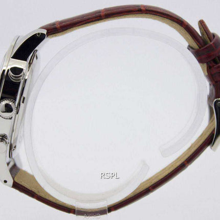 Seiko Chronograph Brown Leather Strap 100M SNDF45P1 SNDF45P Mens Watch