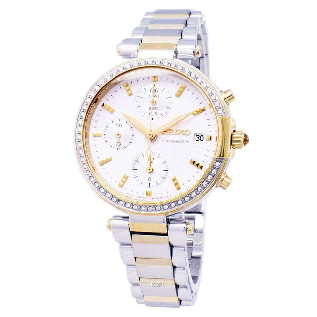Seiko Chronograph Quartz Diamond Accent SNDV42 SNDV42P1 SNDV42P Women's Watch