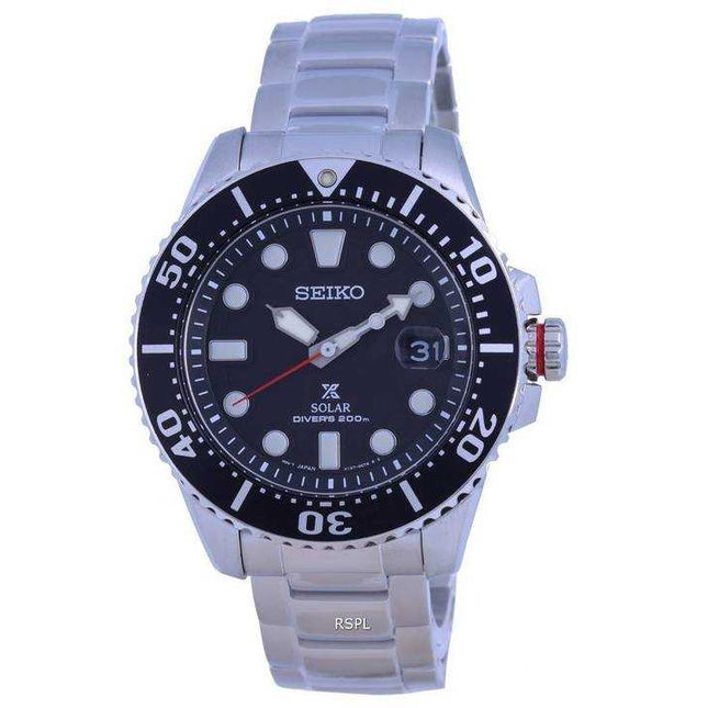 Seiko Prospex Padi Black Dial Stainless Steel Solar Diver's SNE551 SNE551P1 SNE551P 200M Men's Watch