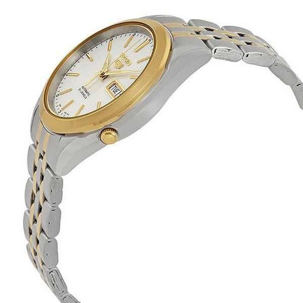Seiko 5 Two Tone Stainless Steel White Dial 21 Jewels Automatic SNKL24K1 Men's Watch
