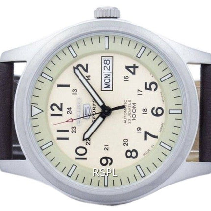 Seiko 5 Sports Military Automatic Japan Made Ratio Dark Brown Leather SNZG07J1-LS11 Men's Watch