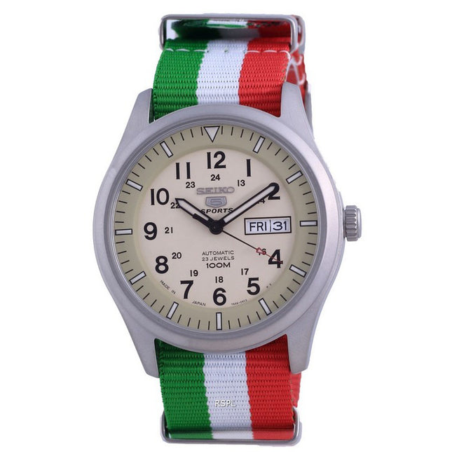 Seiko 5 Sports Military Automatic Japan Made SNZG07J1-var-NATO23 100M Mens Watch