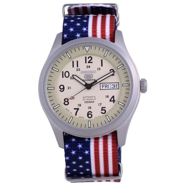 Seiko 5 Sports Military Automatic Japan Made SNZG07J1-var-NATO27 100M Mens Watch