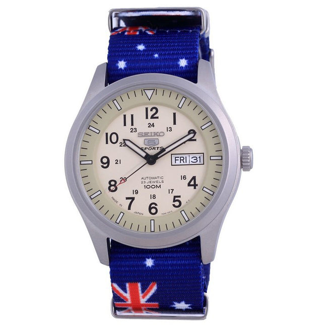 Seiko 5 Sports Military Automatic Japan Made SNZG07J1-var-NATO30 100M Mens Watch