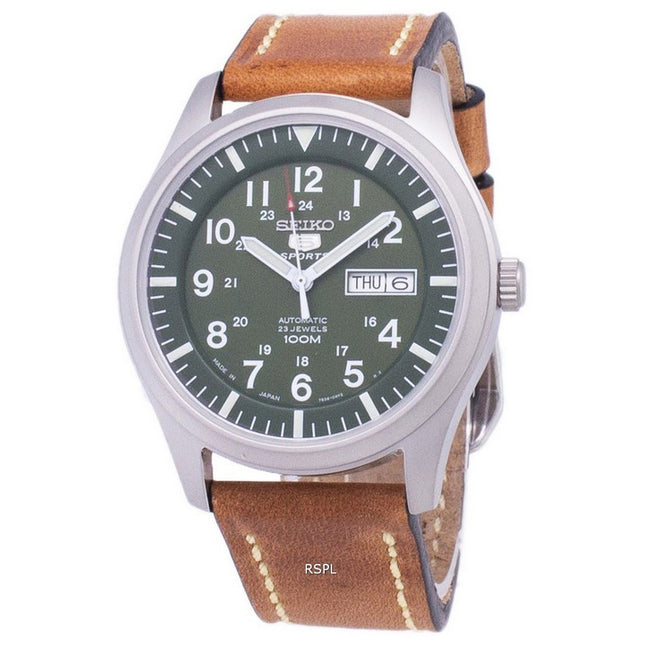 Seiko 5 Sports SNZG09J1-LS17 Japan Made Brown Leather Strap Men's Watch