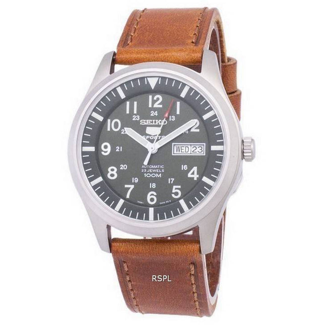 Seiko 5 Sports Automatic Ratio Brown Leather SNZG09K1-var-LS9 Men's Watch