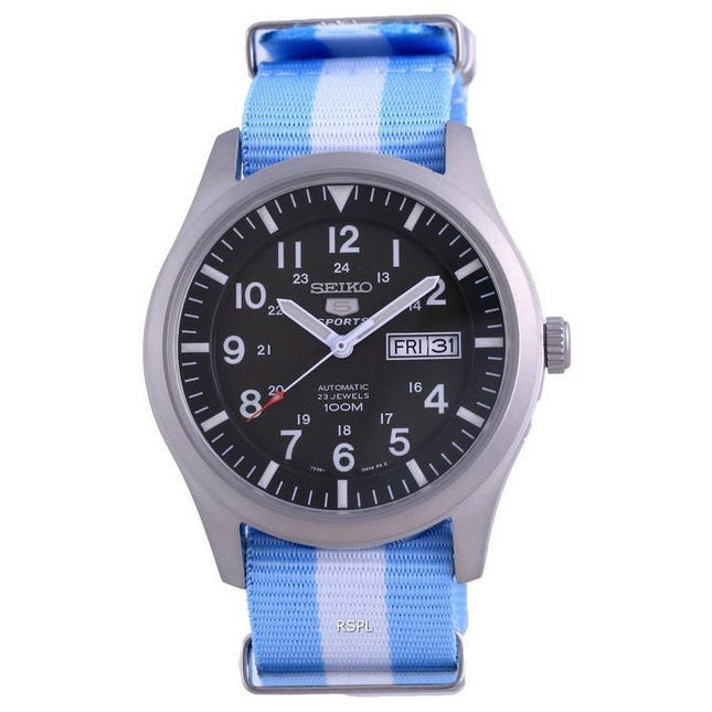 Seiko 5 Sports Military Automatic Polyester SNZG09K1-var-NATO24 100M Mens Watch