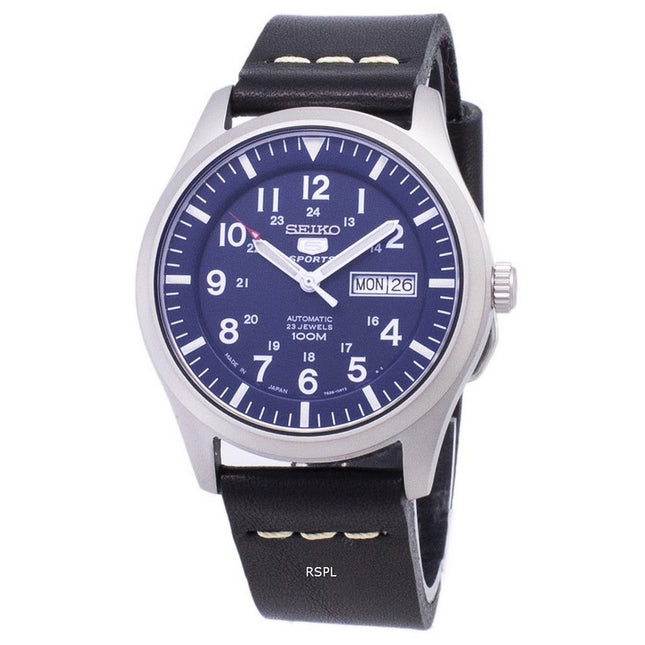 Seiko 5 Sports SNZG11J1-LS14 Automatic Black Leather Strap Men's Watch