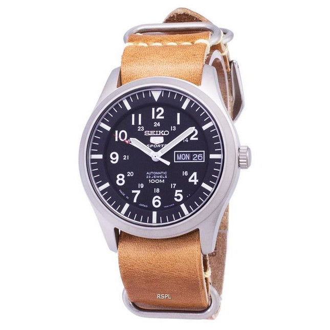 Seiko 5 Sports SNZG15J1-LS18 Automatic Japan Made Brown Leather Strap Men's Watch