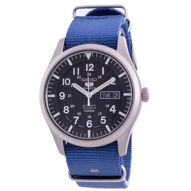 Seiko 5 Sports Black Dial Automatic SNZG15J1-var-NATO8 100M Mens Watch