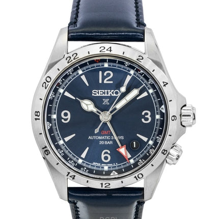 Seiko Prospex Alpinist GMT Leather Strap Blue Dial Automatic SPB377J1 200M Men's Watch