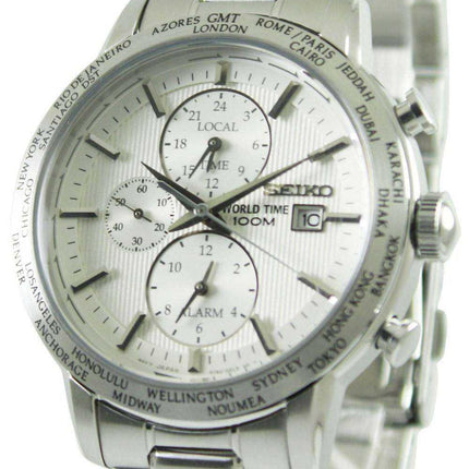 Seiko Alarm Chronograph World Time SPL047P1 SPL047P SPL047 Mens Watch