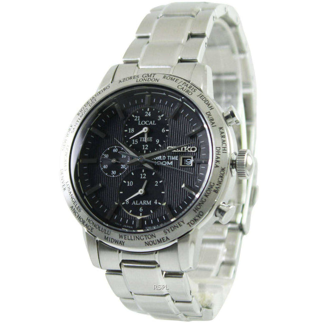 Seiko Alarm Chronograph World Time SPL049P1 SPL049P SPL049 Mens Watch