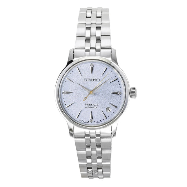 Seiko Presage Cocktail Diamond Accents Stainless Steel Light Blue Dial Automatic SRPL61J1 Women's Watch