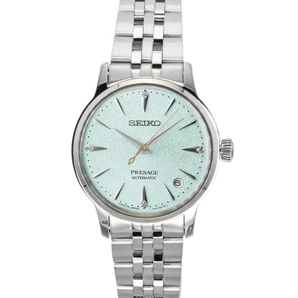 Seiko Presage Cocktail Diamond Accents Stainless Steel Mint Green Dial Automatic SRPL63J1 Women's Watch