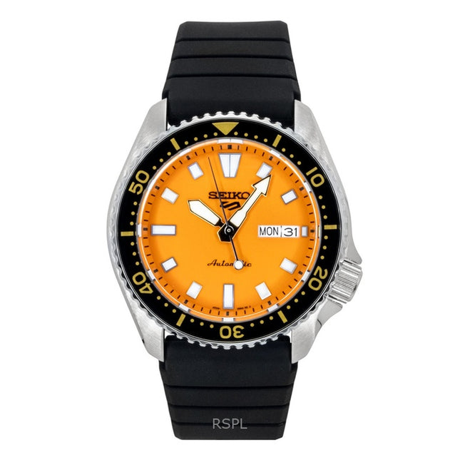 Seiko 5 Sports SKX Redux Silicone Strap Orange Dial Automatic SRPL89K1 100M Men's Watch
