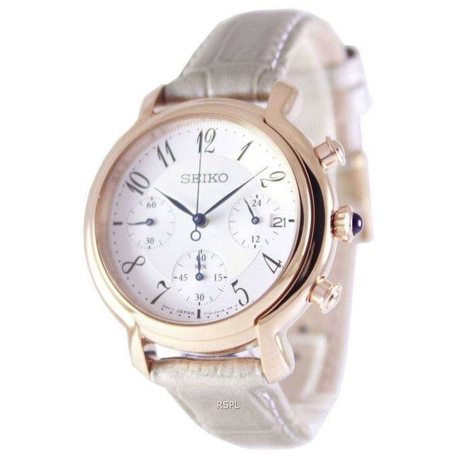 Seiko Quartz Chronograph Calfskin Strap SRW872P1 SRW872P Women's Watch
