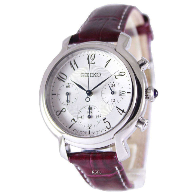 Seiko Quartz Chronograph Leather Strap SRW875P2 Women's Watch