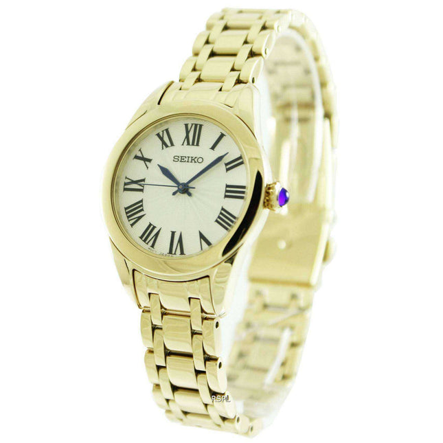 Seiko Gold Tone Quartz SRZ384P Womens Watch