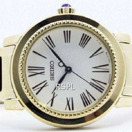 Seiko Quartz Gold Tone Cabochon Crown SRZ450P1 SRZ450P Womens Watch