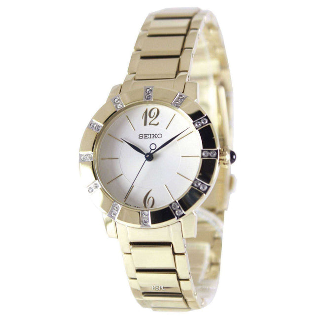 Seiko Quartz Swarovski Crystal Gold Plated SRZ454P1 SRZ454P Women's Watch