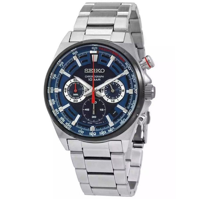 Seiko Conceptual Chronograph Stainless Steel Blue Dial Quartz SSB407P1 100M Men's Watch