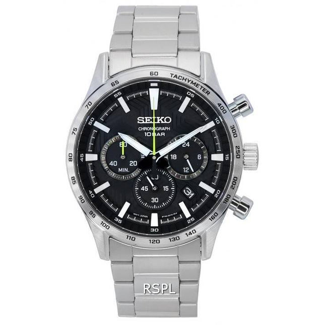 Seiko Urban Sports Chronograph Black Dial Quartz SSB413 SSB413P1 SSB413P 100M Men's Watch