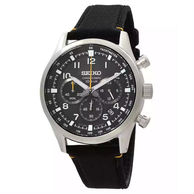 Seiko Discover More Sport Chronograph Nylon Strap Black Dial Quartz SSB449P1 100M Men's Watch