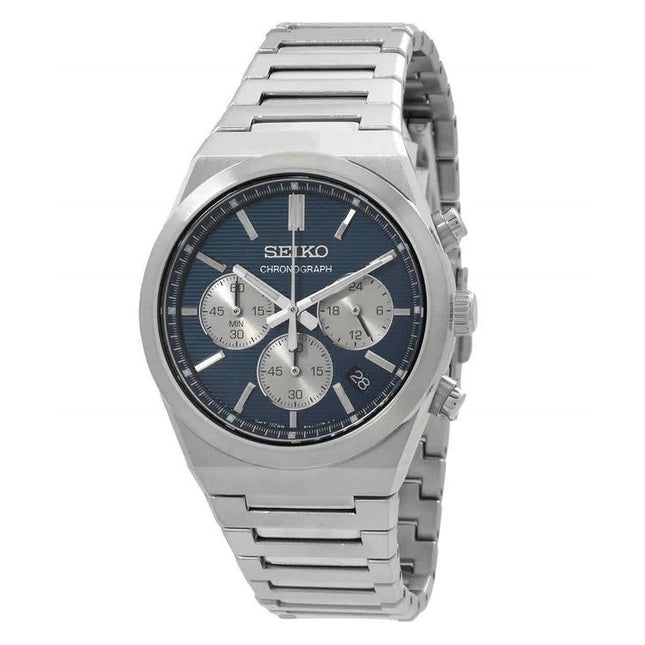 Seiko Sport Chronograph Stainless Steel Blue Dial Quartz SSB453P1 100M Men's Watch