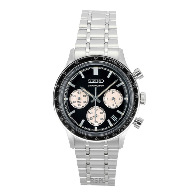 Seiko Chronograph Stainless Steel Black Dial Quartz SSB479P1 Men's Watch