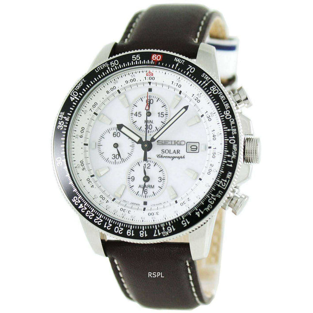 Seiko Pilots Solar Alarm Chronograph Flightmaster SSC013P1 SSC013 SSC013P Mens Watch